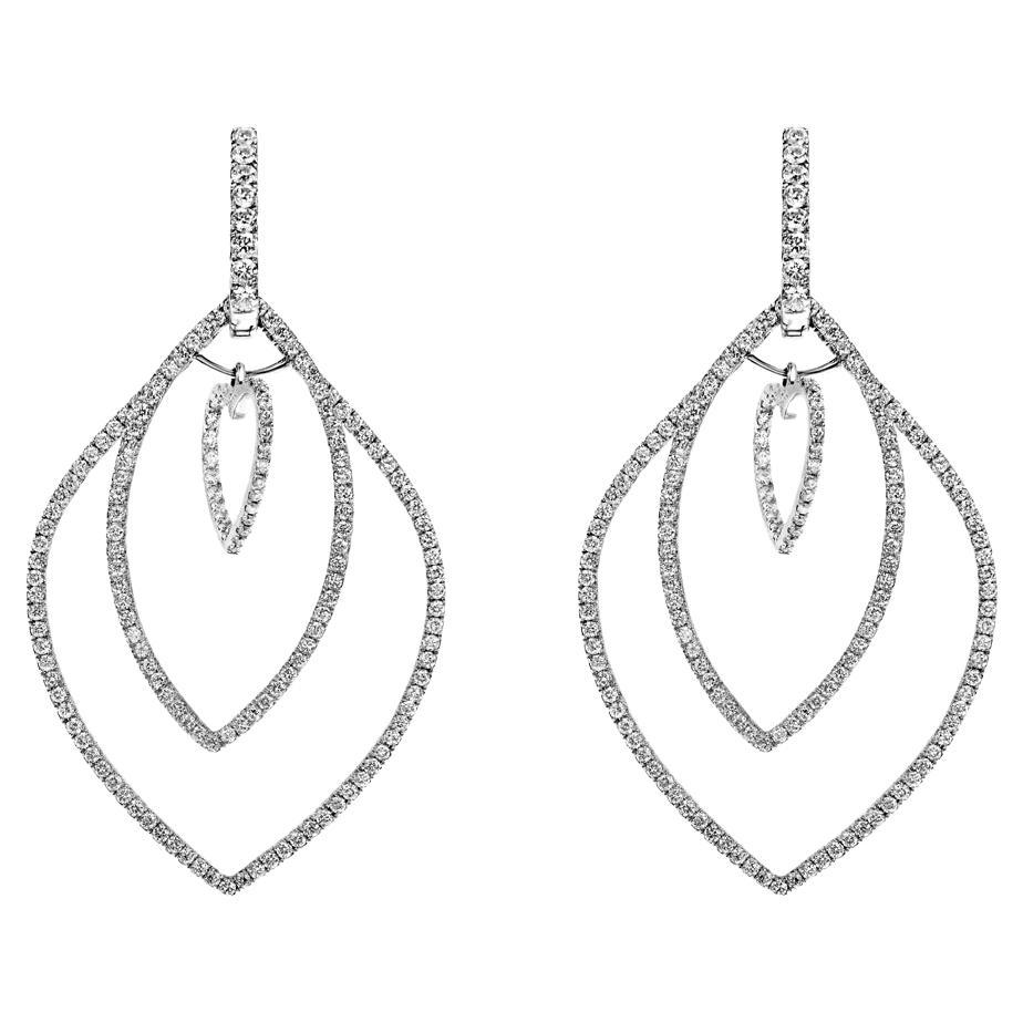 9 Carat Round Brilliant Diamond Hanging Earrings Certified For Sale