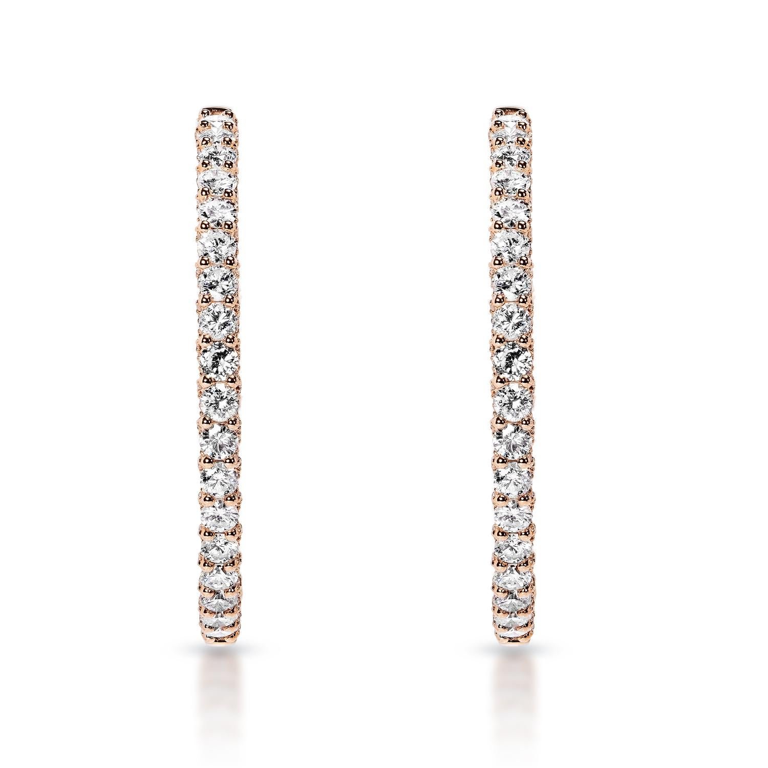 Taille ronde Créoles en diamants ronds et brillants de 9 carats certifiés en vente