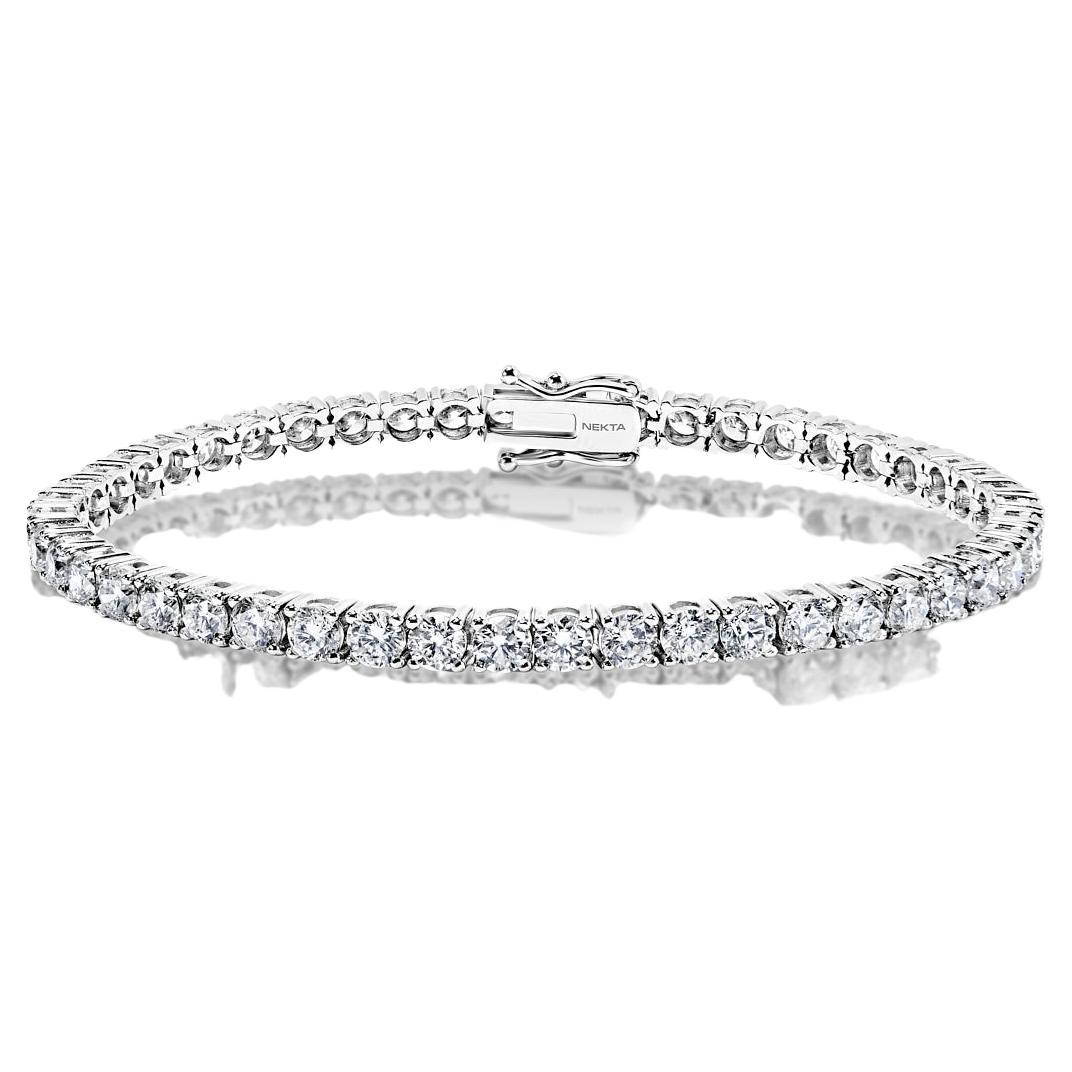 Bracelet tennis en diamants ronds et brillants de 9 carats certifiés