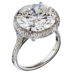9 Carat Round Cut Diamond L/SI2 GIA Halo Engagement Ring
