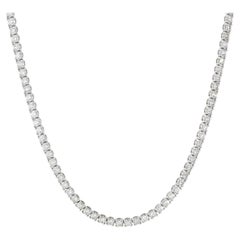 9 Carat Round Cut Diamond Tennis Necklace 14 Karat White Gold G Color