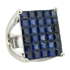 9 Carat Sapphires Pave Mystery Set White Gold Fashion Design Ring