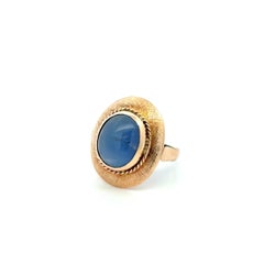 9 Carat Star Sapphire Gold Rope Bezel Retro Vintage 1960s Ring