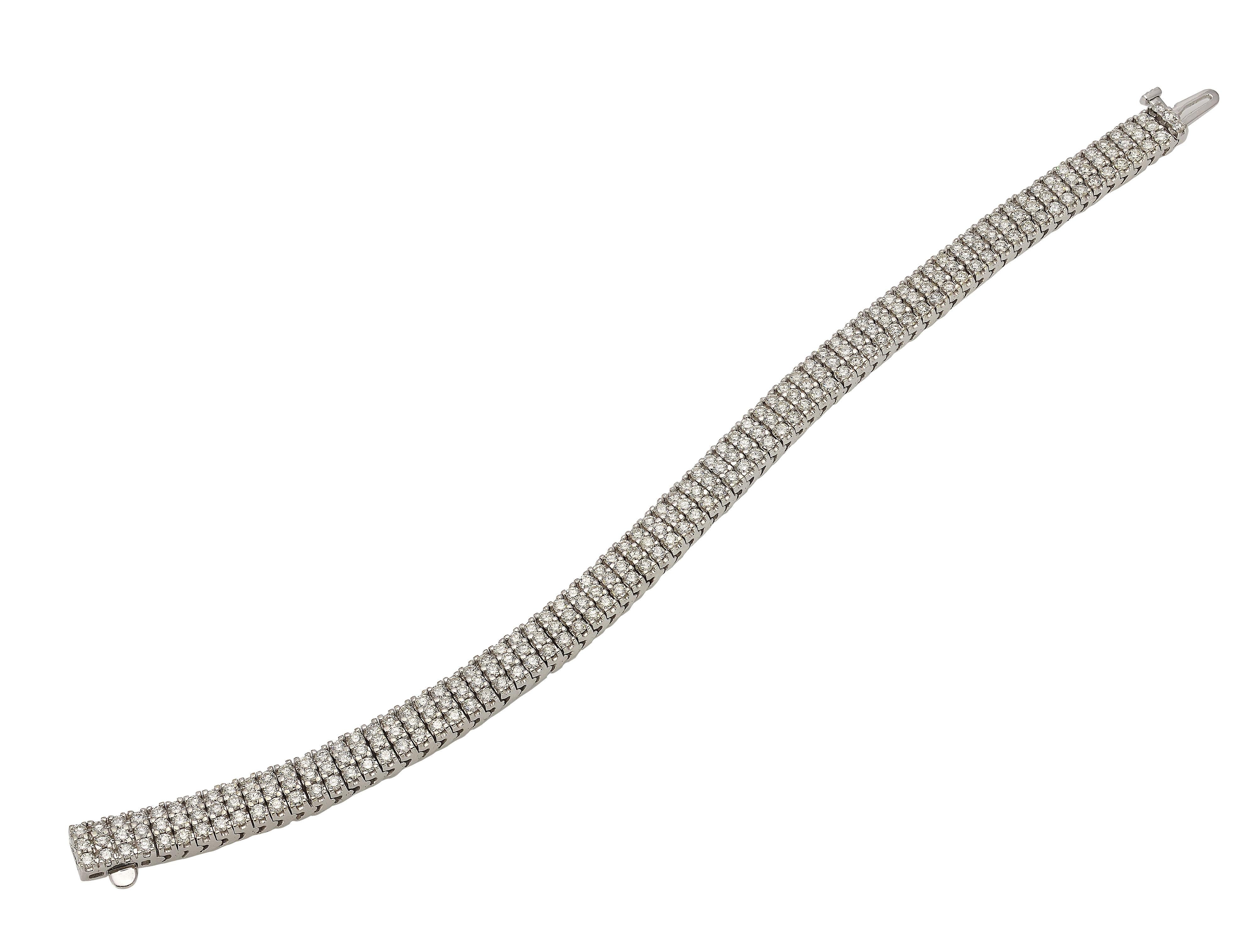 Contemporary 9 Carat Three-Row Diamond Bracelet