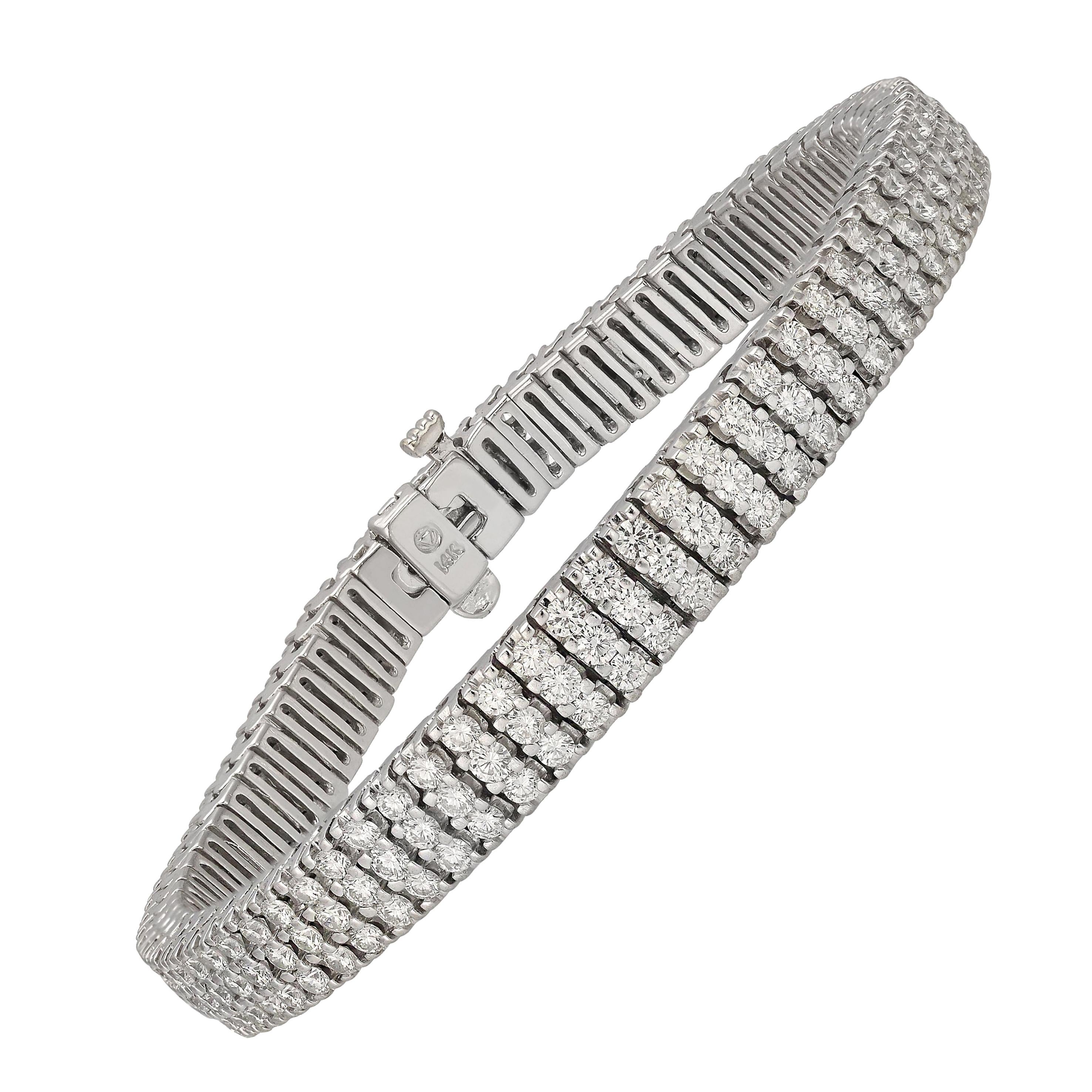 9 Carat Three-Row Diamond Bracelet