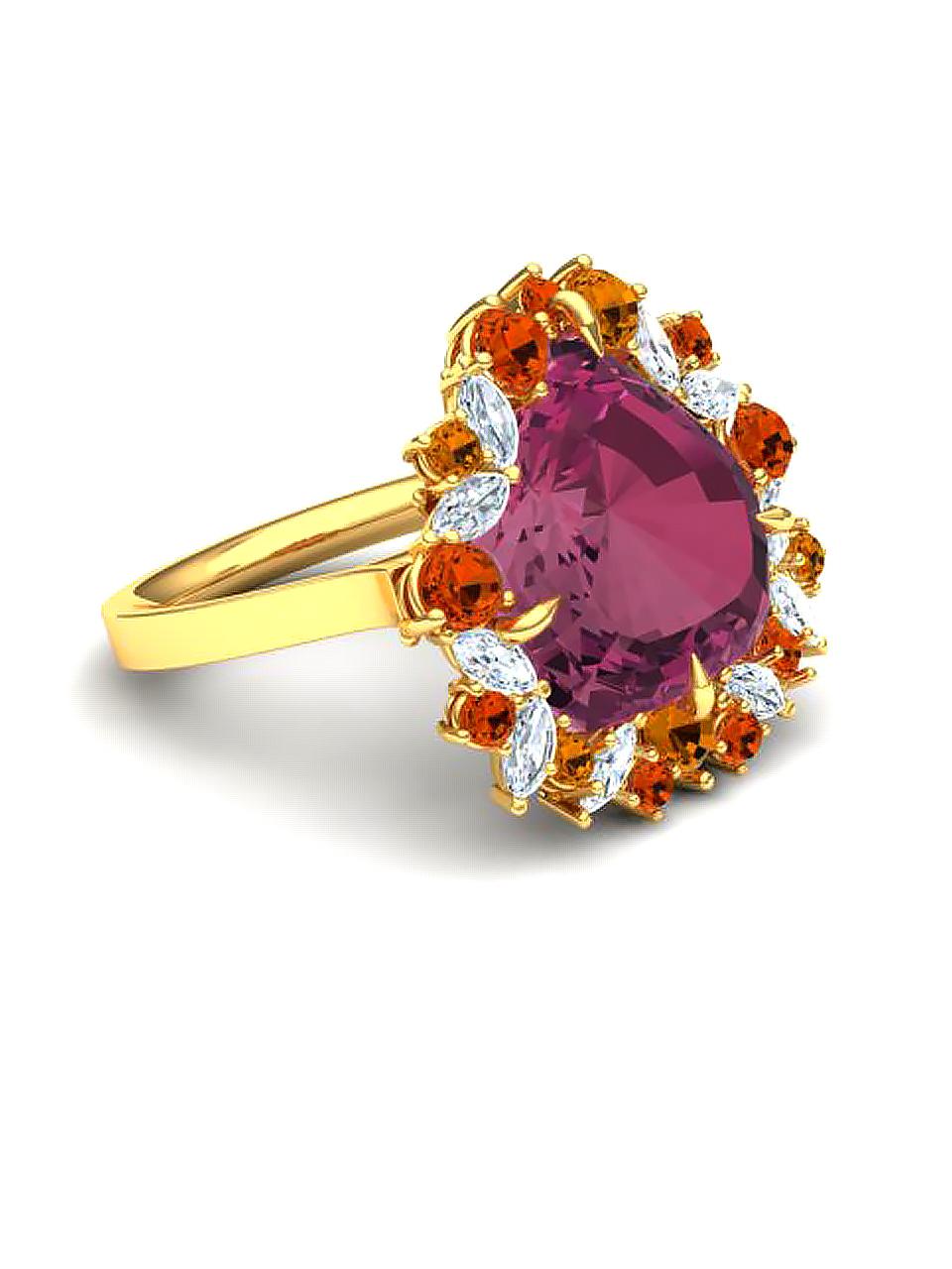 Pear Cut 9 Carat Tourmaline and Sapphire Diamond Cocktail Ring For Sale