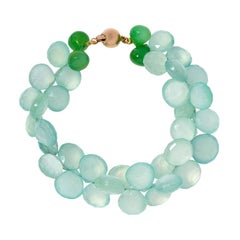 9 Carat Yellow Gold, Chalcedony and Chrysoprase Beaded 'Mint Julep' Bracelet