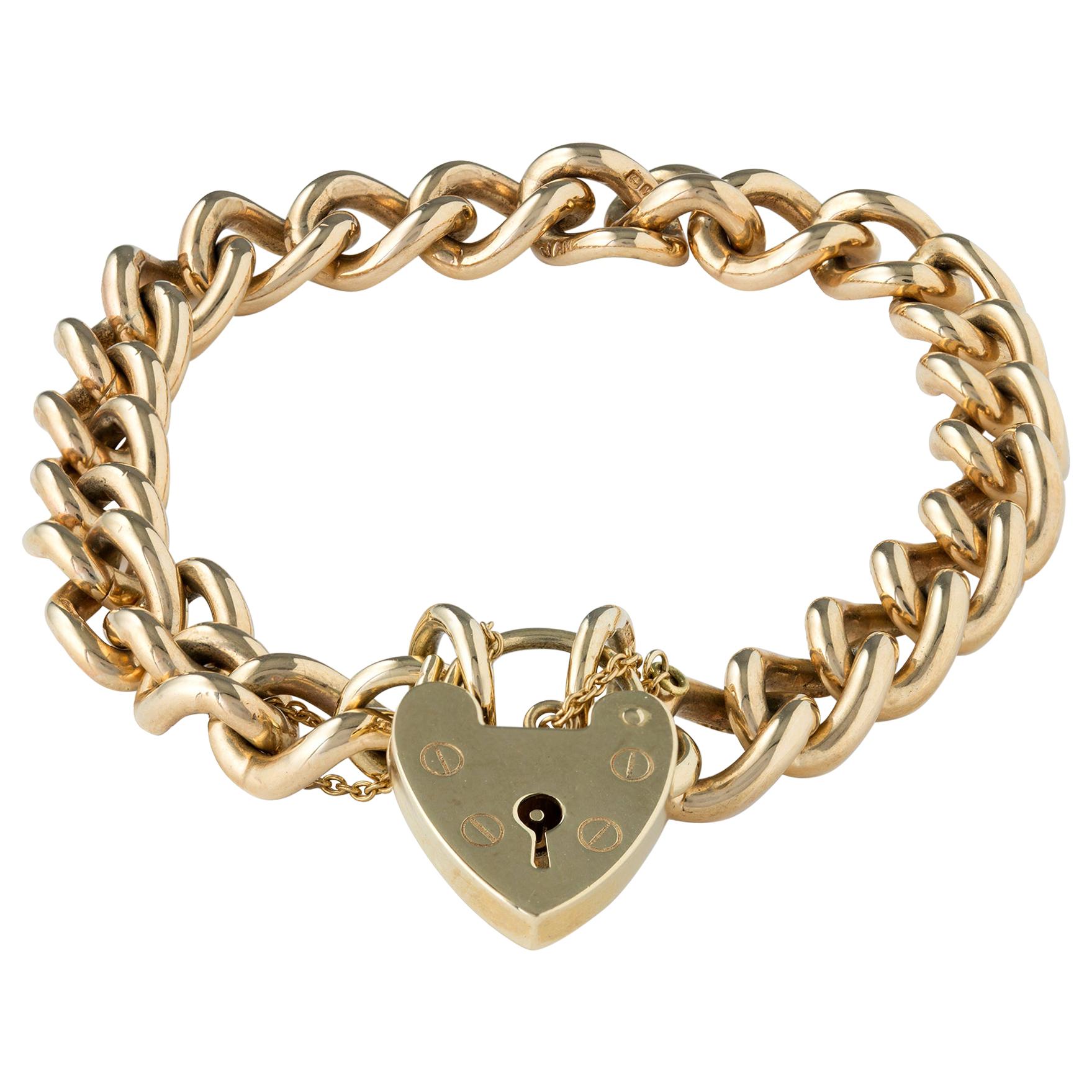 A 9ct Yellow Gold Curb Bracelet at 1stDibs