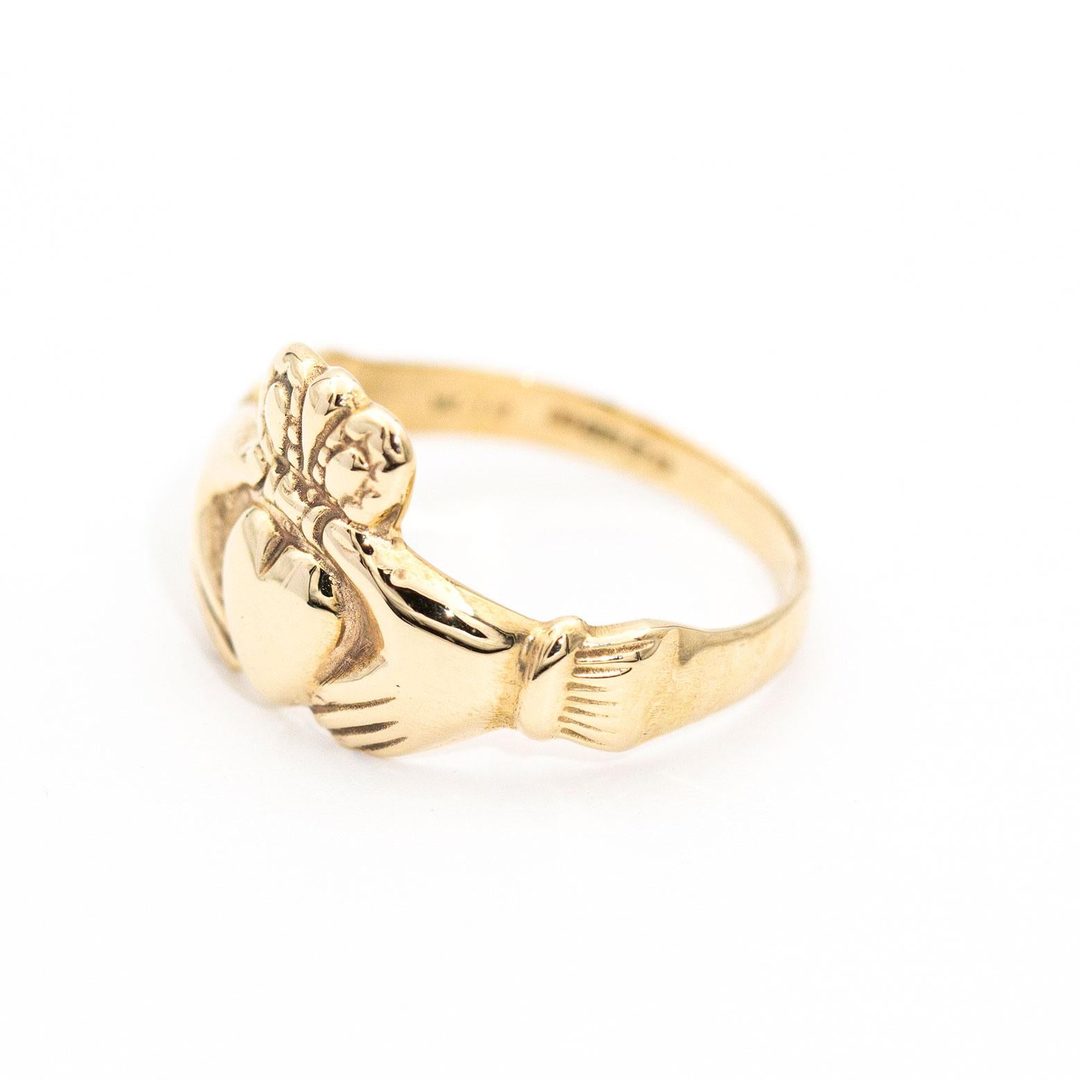 The vintage Irish Claddagh Ring is forged in 9ct yellow gold & features the infamous hands holding the heart, an Irish symbolism for love & hope. We named this romantic piece The Harley Ring.

The Harley Ring belongs to our carefully curated
