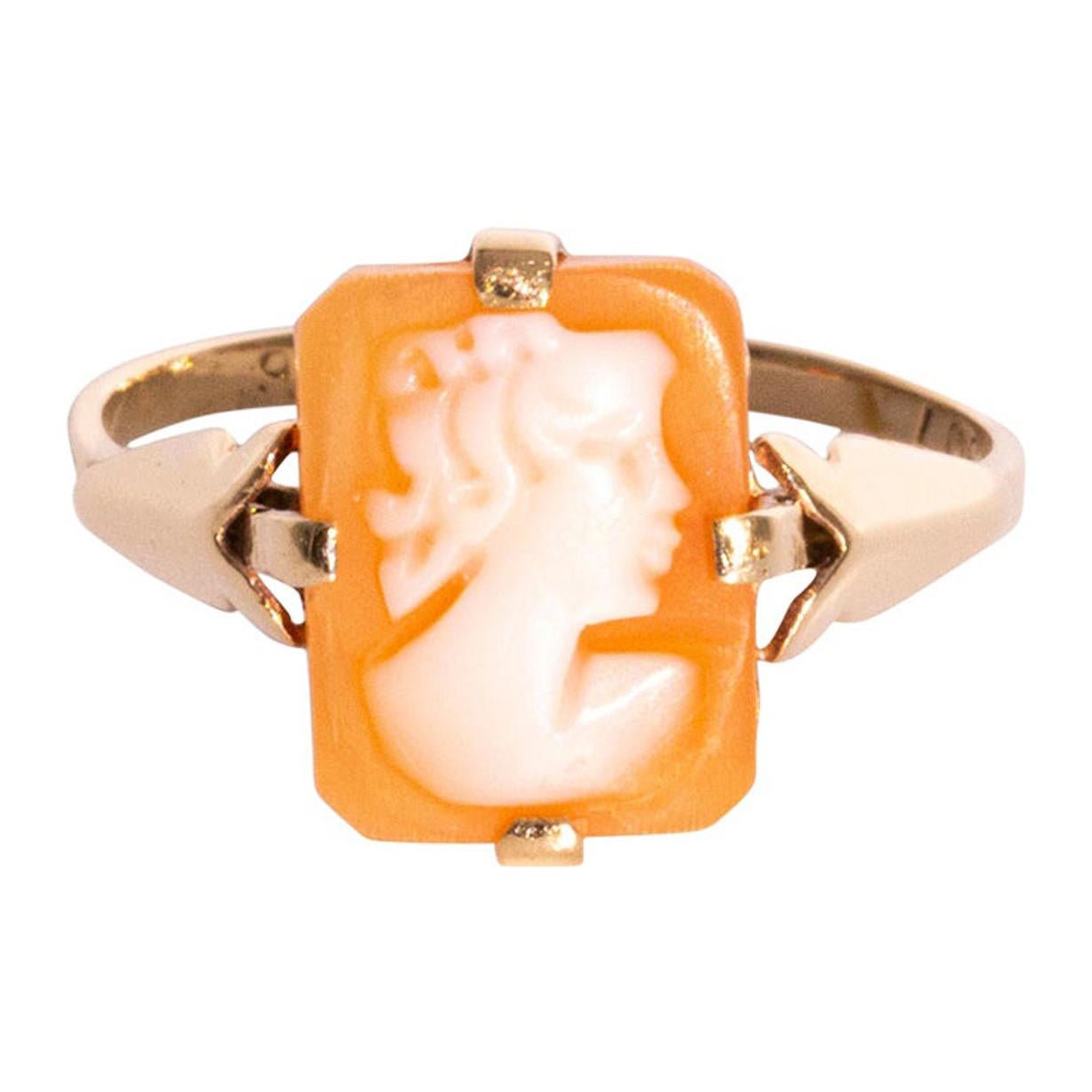 9 Carat Yellow Gold Shell Cameo Vintage Ring