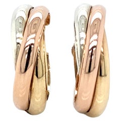 Boucles d'oreilles vintage en or jaune, rose et blanc 9 carats avec trinité vissée