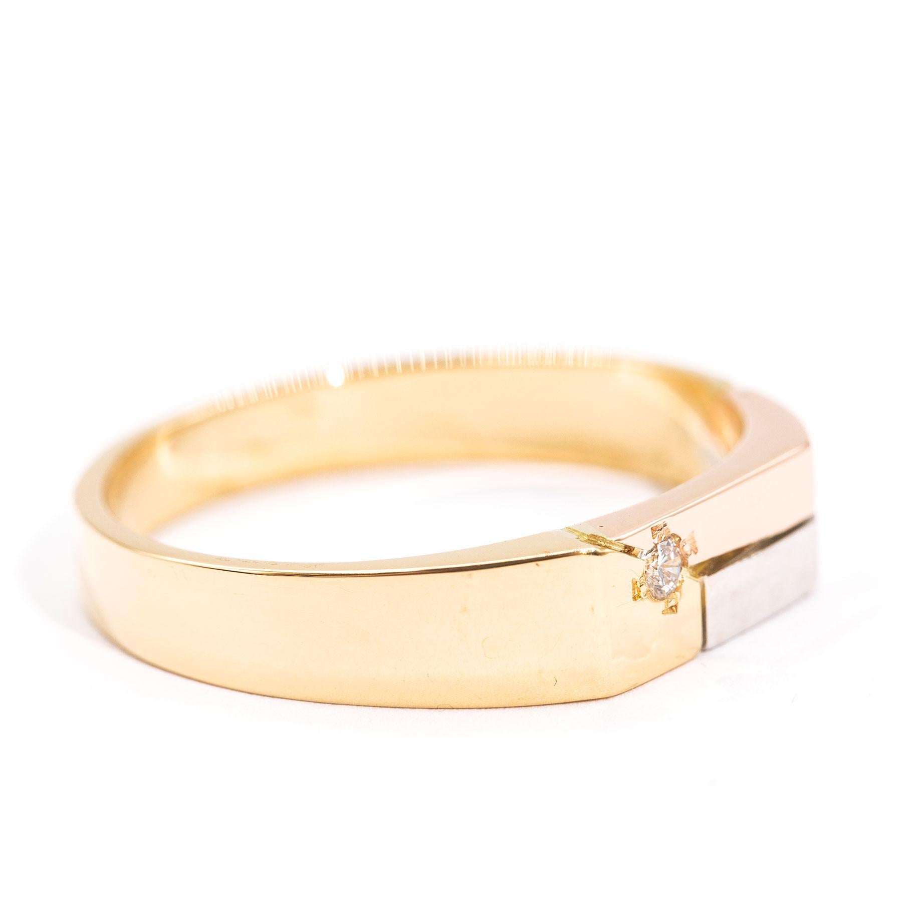 Modern 18 Carat Yellow Rose White Gold Three Color Men's Diamond Vintage Signet Ring