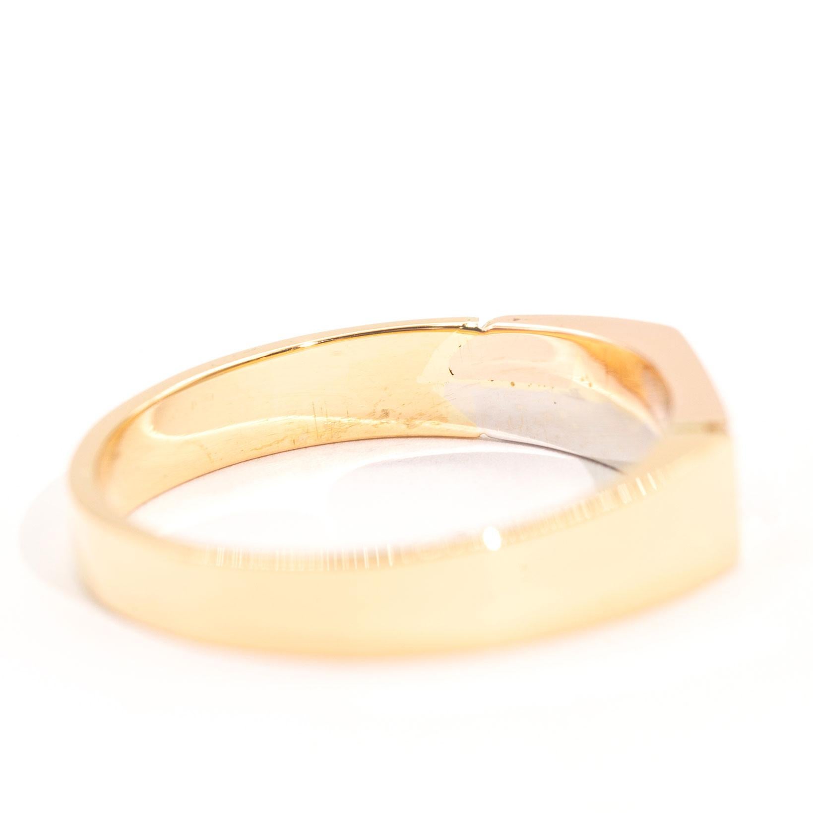 Round Cut 18 Carat Yellow Rose White Gold Three Color Men's Diamond Vintage Signet Ring