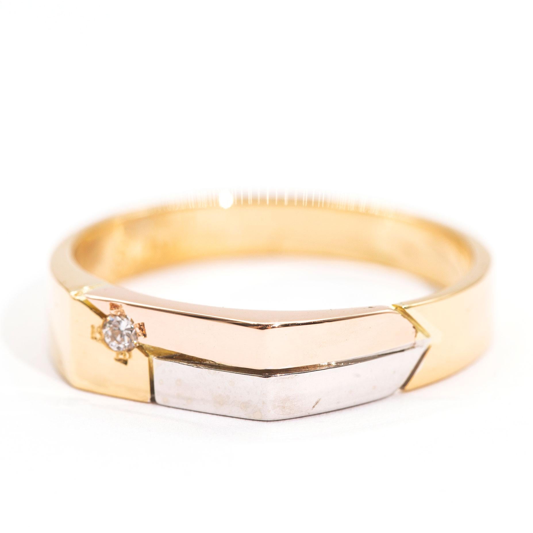 18 Carat Yellow Rose White Gold Three Color Men's Diamond Vintage Signet Ring 2