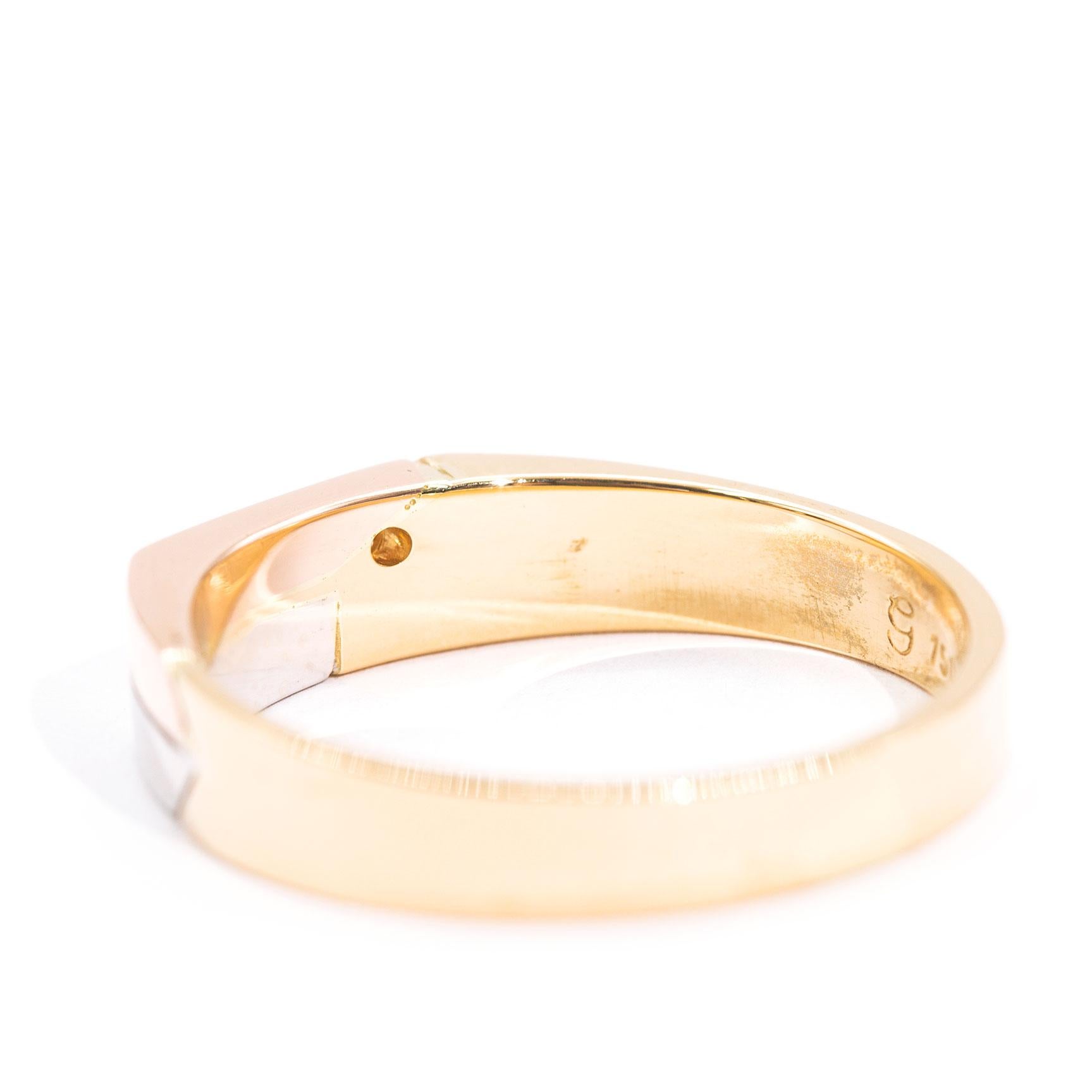 18 Carat Yellow Rose White Gold Three Color Men's Diamond Vintage Signet Ring 3