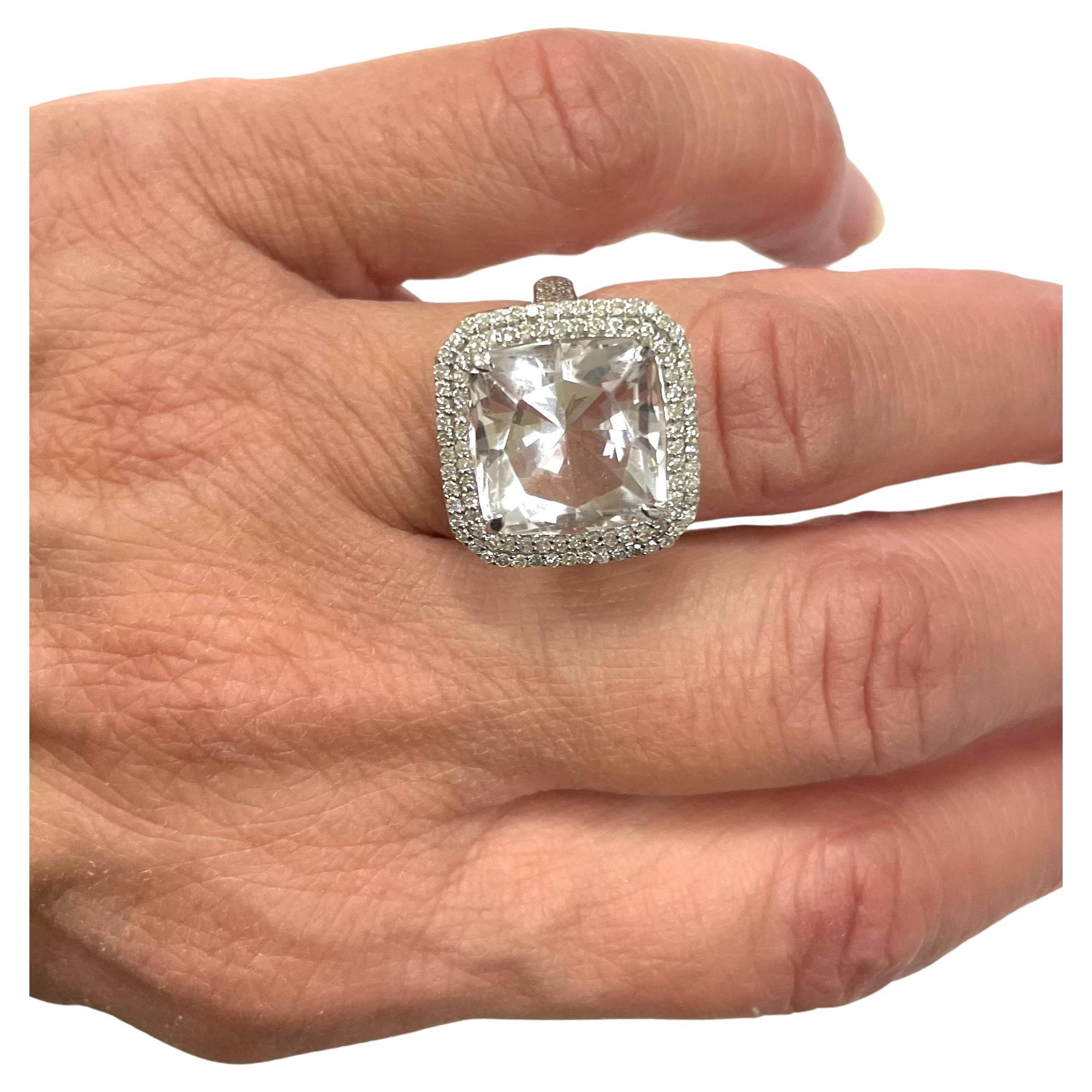 Cushion Cut 9 Carats Petalite with Diamonds Paradizia Ring For Sale