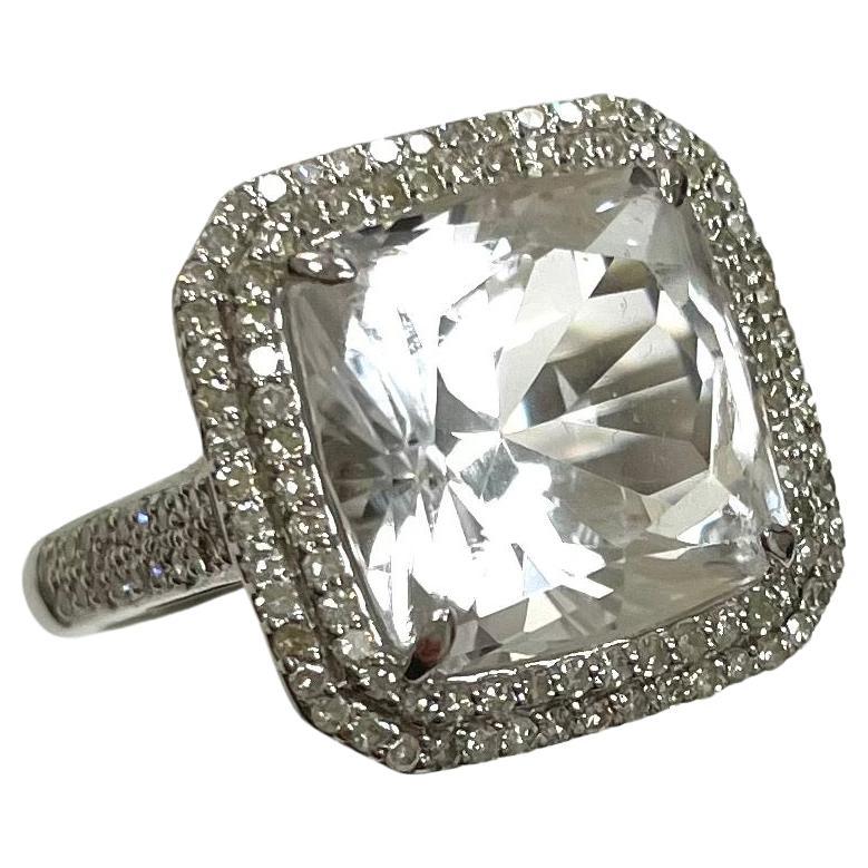 9 Carats Petalite with Diamonds Paradizia Ring For Sale