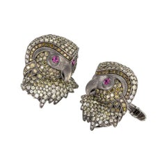 9 Carats TW Diamond 18k Owl Cufflinks