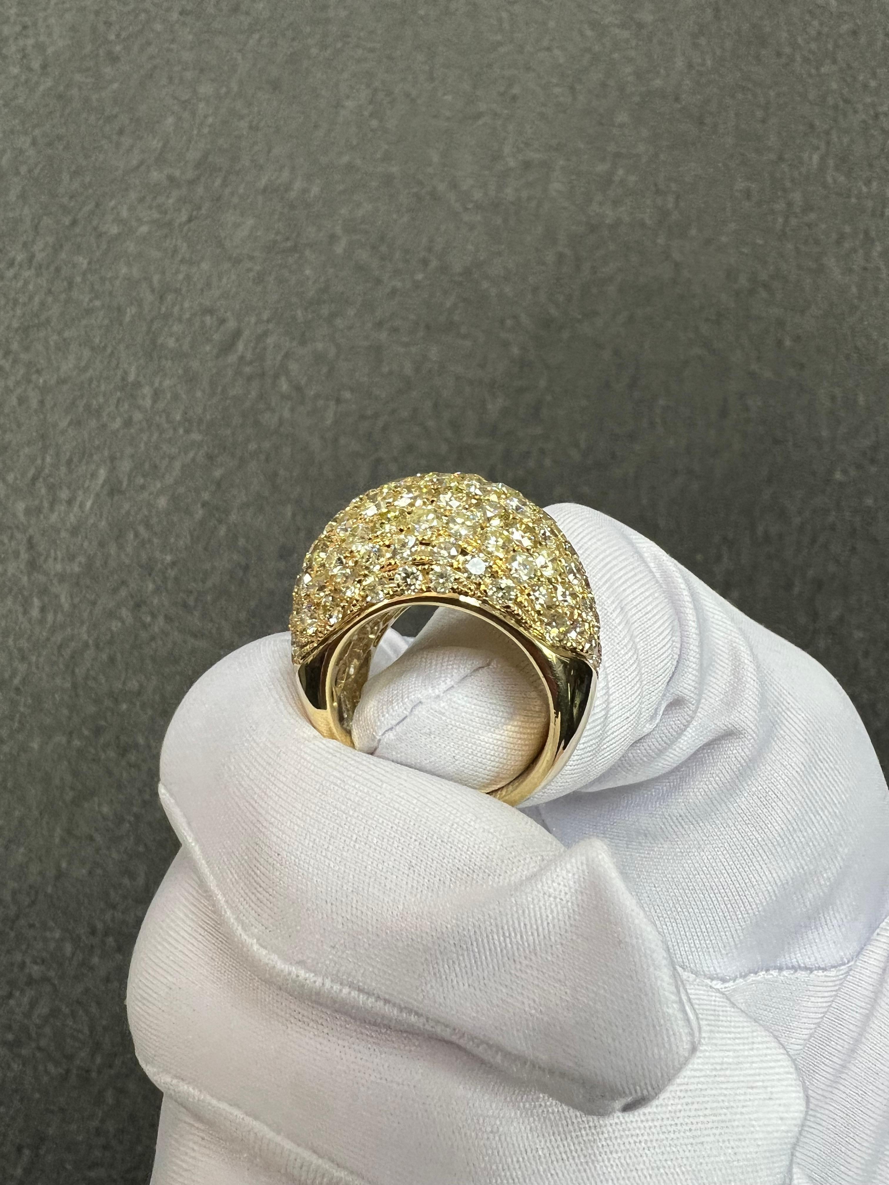 Bague dôme en or jaune 18k 9 carats TW XL Pave Diamond en vente 9