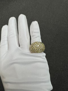 9 Carats TW XL Pave Diamond 18k Yellow Gold Dome Ring