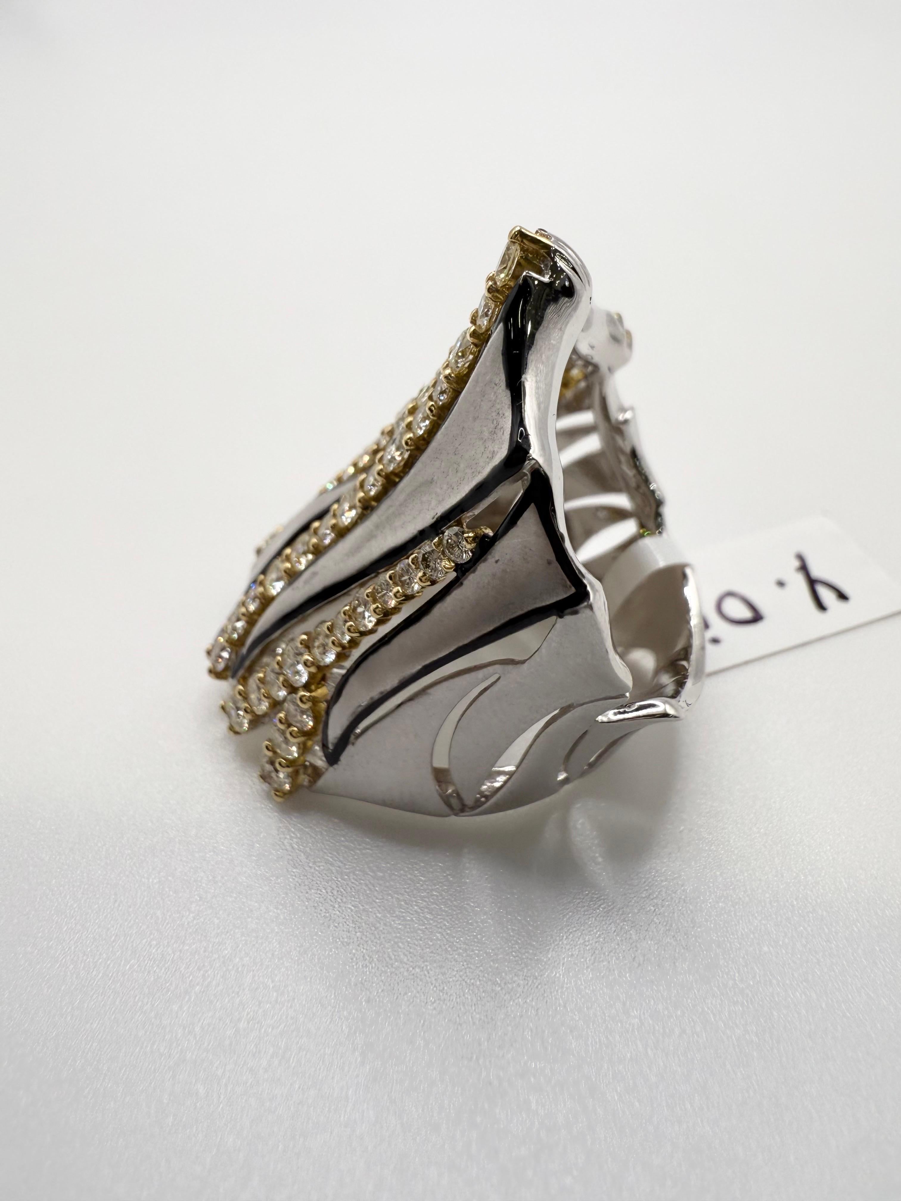 9 carati Unico anello di diamanti Artistics Designer Anello largo superiore in oro 18KT in vendita 5