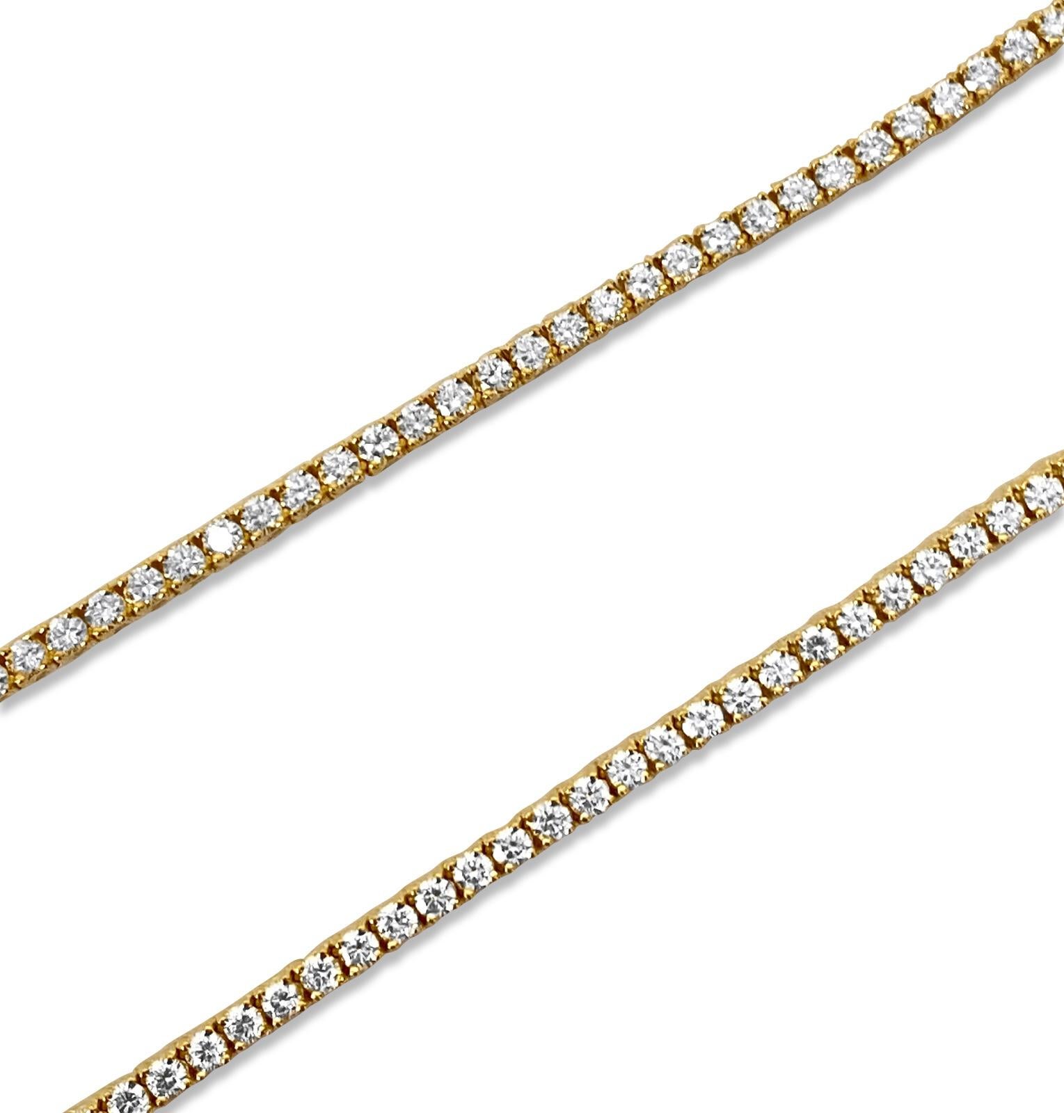 10k solid gold 
Diamond Tennis necklace 
9 carats of vvs diamonds all natural diamonds 


