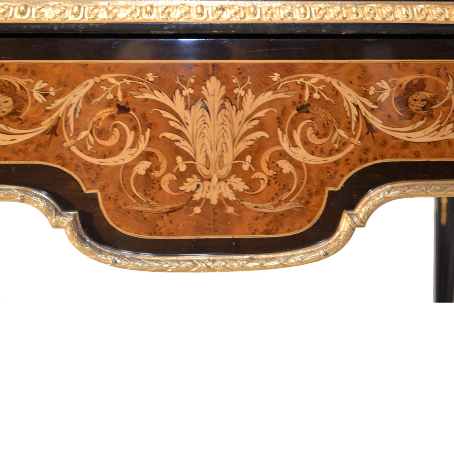 Fruitwood 19th Century French Napoleon III Marquetry Centre or Pier Table