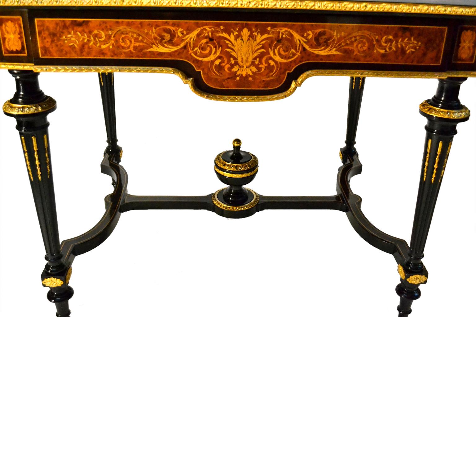 19th Century French Napoleon III Marquetry Centre or Pier Table 1