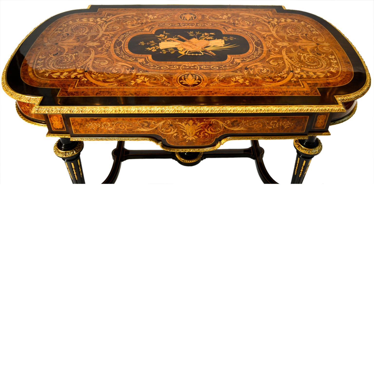 19th Century French Napoleon III Marquetry Centre or Pier Table 2