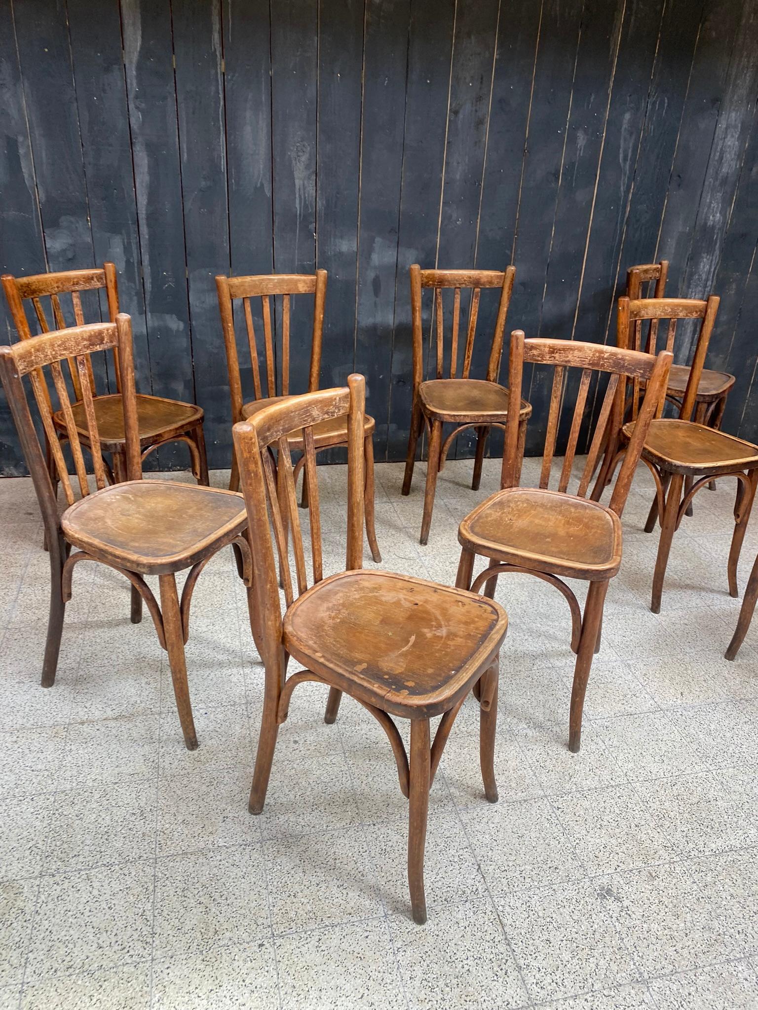 French 9  Chairs in the Thonet Style, circa 1930 For Sale