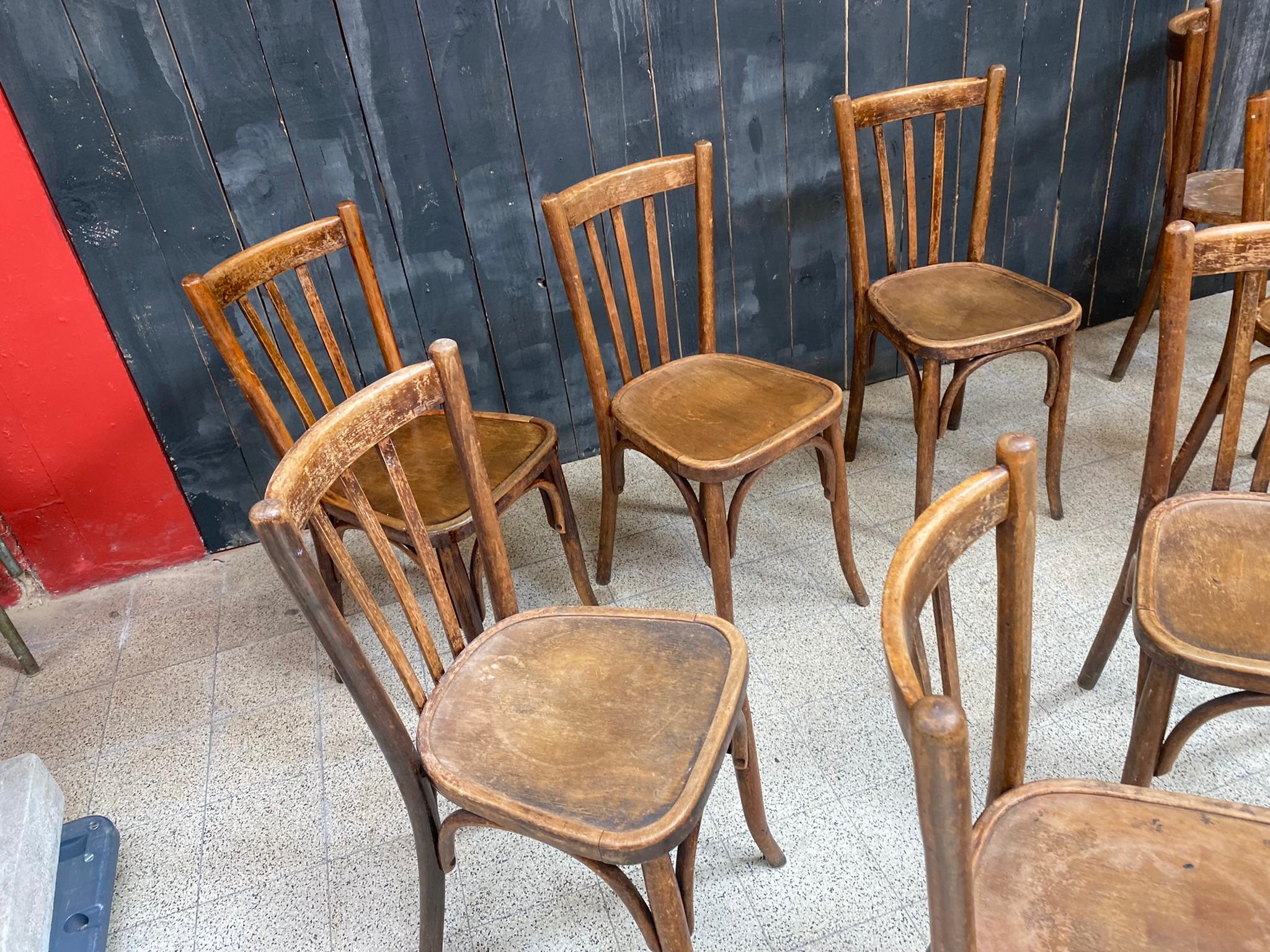 Beech 9  Chairs in the Thonet Style, circa 1930 For Sale