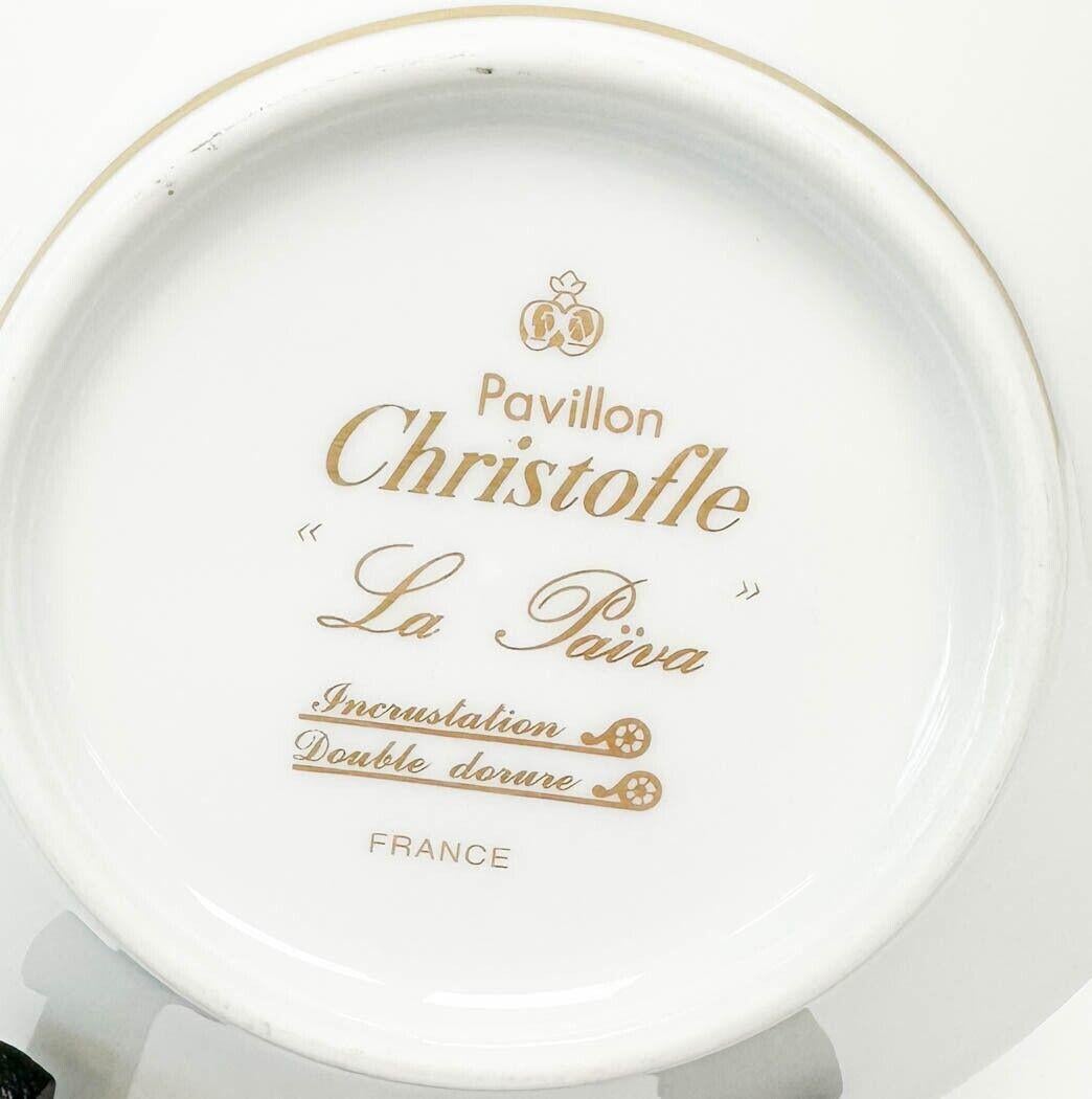  9 Christofle France La Paiva Gilt & Platinum Porcelain Demitasse Cup & Saucers For Sale 2