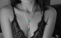 9 ct. Emerald Necklace in 18k Gold Snake Design with Poetry by Alexander Leyser