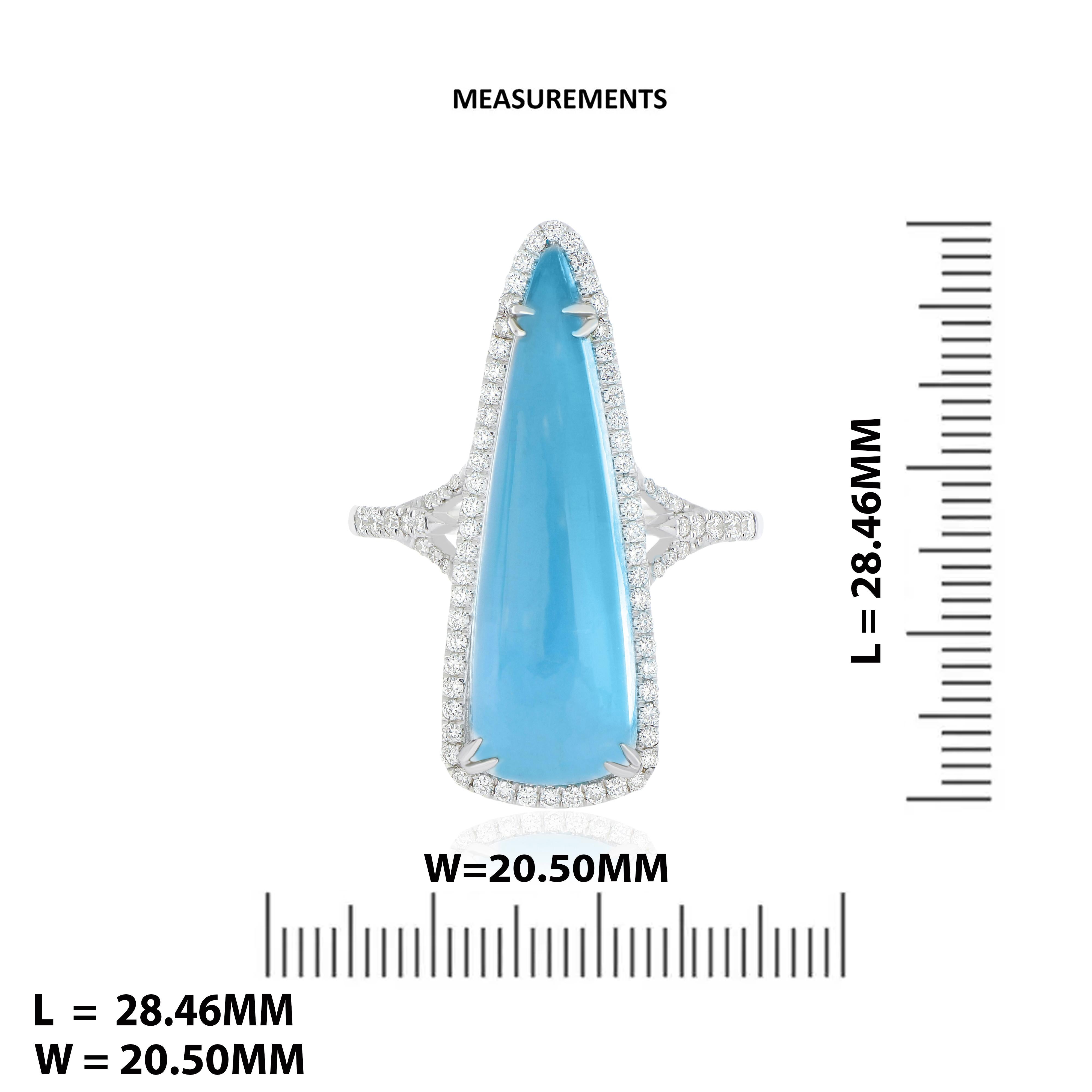 9 Karat Himmelblauer Topas und Diamant Nietenring aus 14 Karat Weißgold im Angebot 1