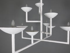 9 Cup Rectangular Chandelier with White Finish