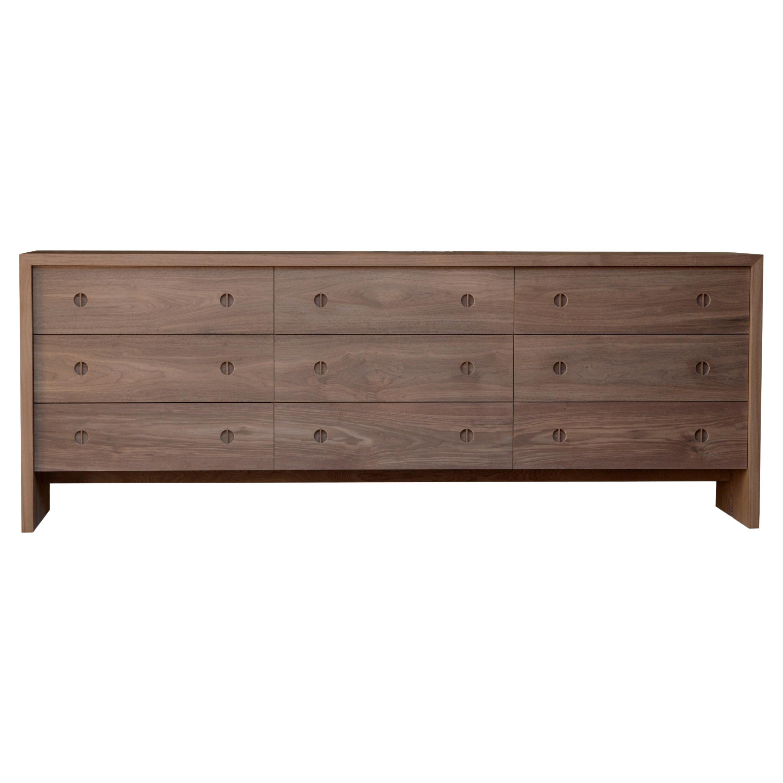 Solid Walnut and Oak 9-Drawer Jameson Dresser by Lynnea Jean