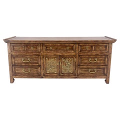 9 Drawers Two Decorative Doors Solid Brass Buckle Drop Pull Rolled Edges Dresser