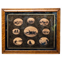 9 Eglouise Medallion Silhouettes of Sporting Scenes by J. Mack and Dated 1828