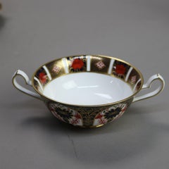 9 English Royal Crown Derby Old Imari Bone China Gilt Bowl Sets with Seal 20thC