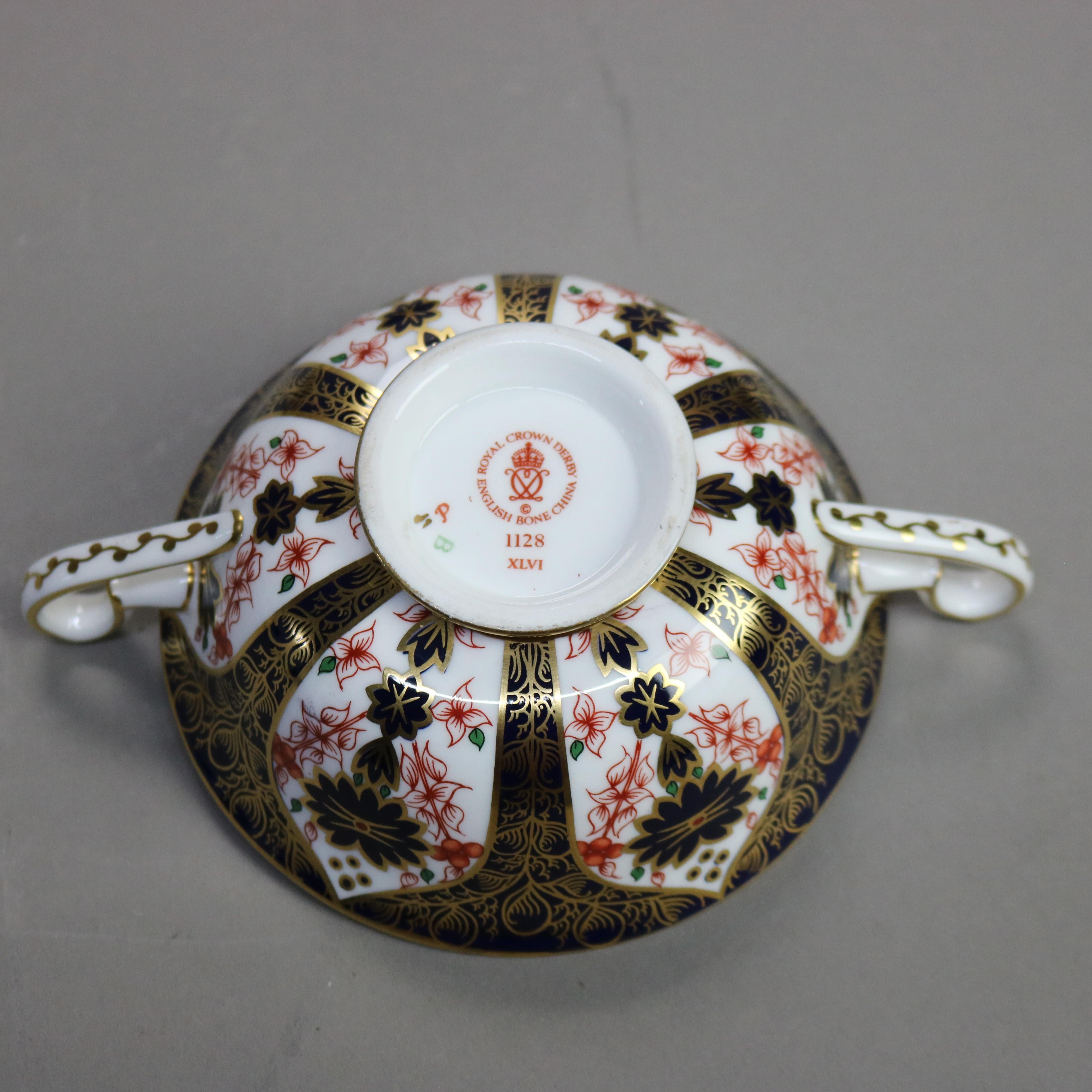 20th Century 9 English Royal Crown Derby Old Imari Bone China Gilt Bowl Sets with Seal 20thC
