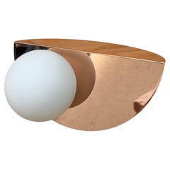 9" Folded Steel Table Lamp, Hand Blown, Frosted Glass Diffuser in Copper Chrome