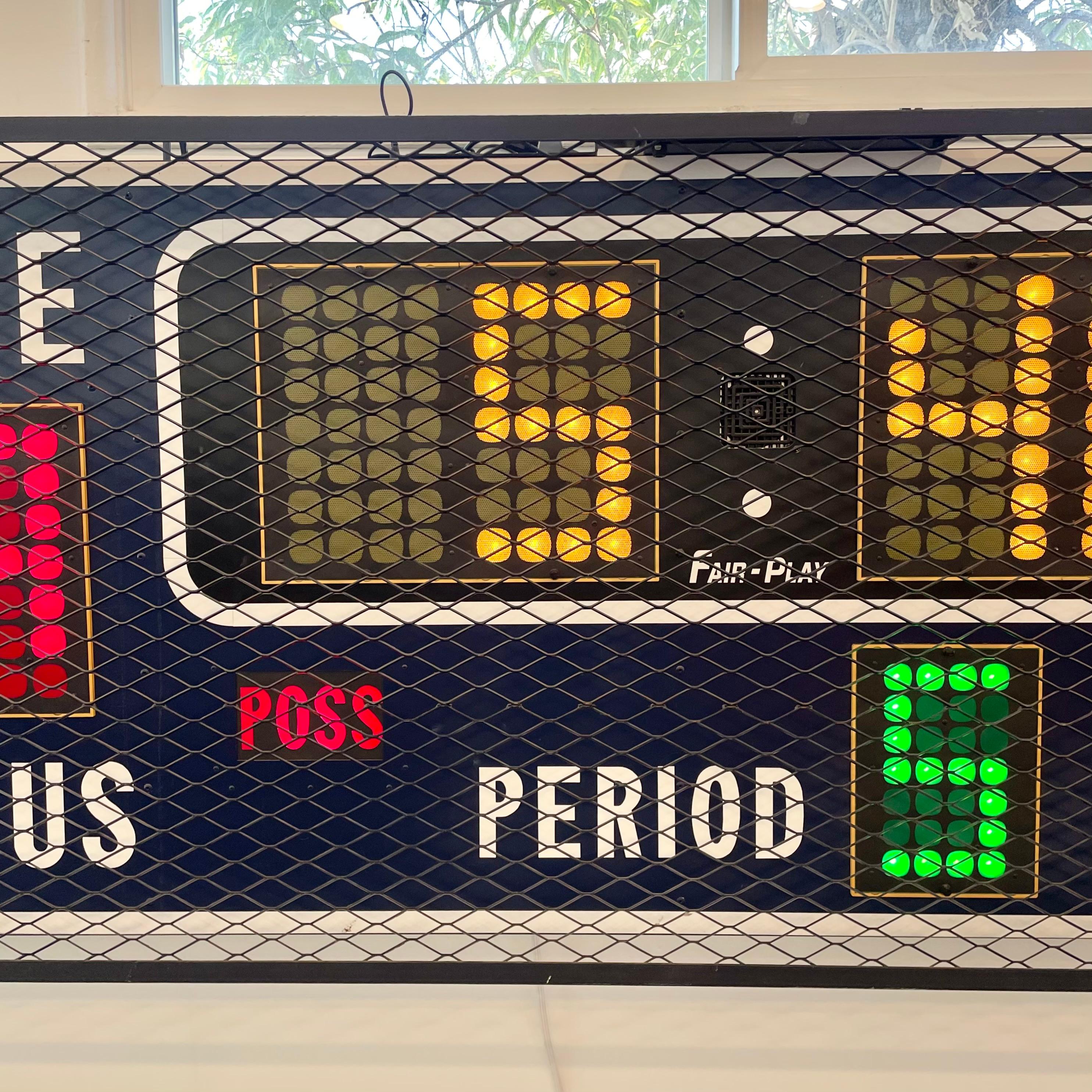 American 9 Foot Encaged Fair Play Basketball Scoreboard, 1980s USA