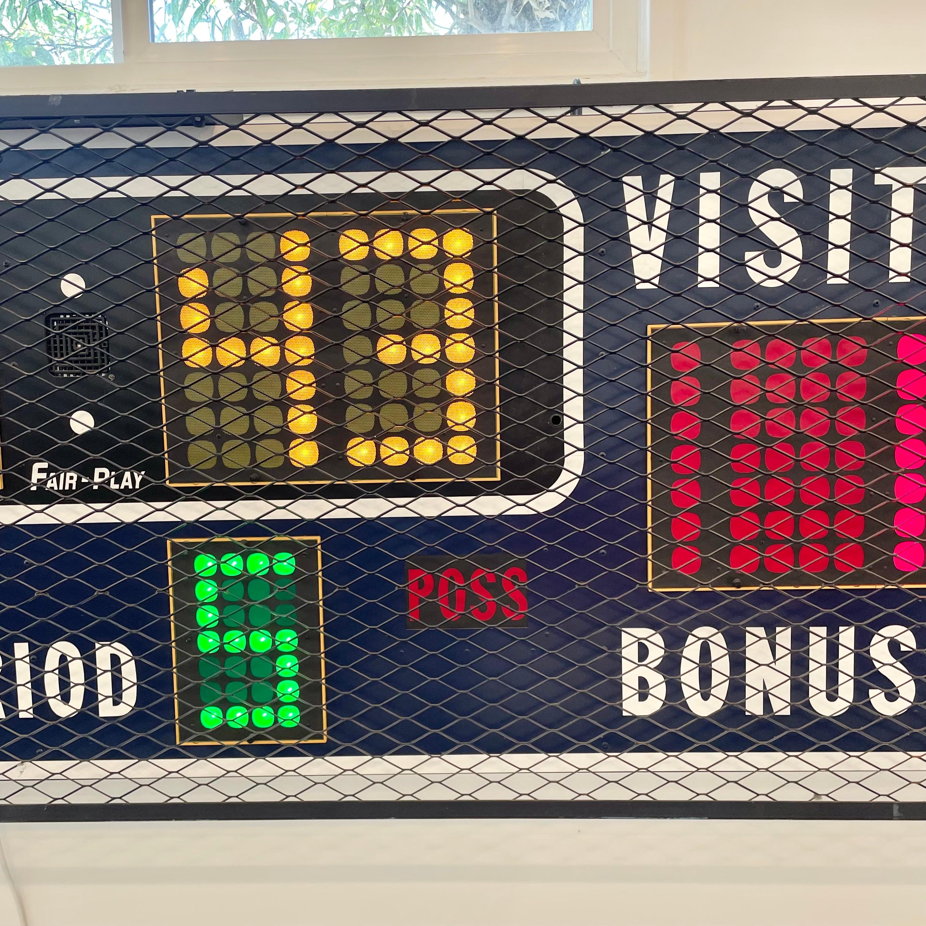 9 Foot Encaged Fair Play Basketball Scoreboard, 1980s USA In Good Condition In Los Angeles, CA