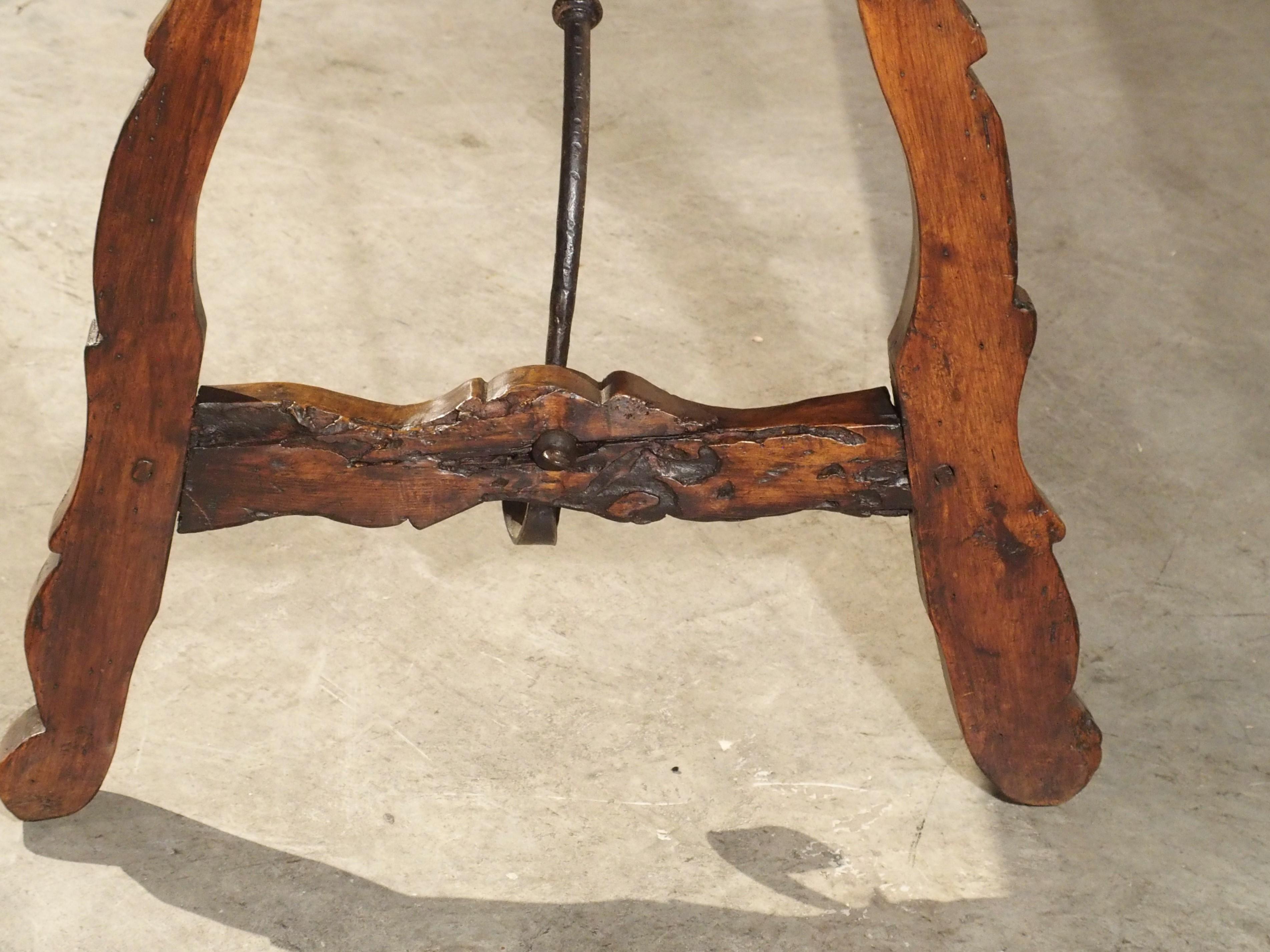 9-Foot Long Antique Oak and Wrought Iron Table from Spain, Early 1800s 7