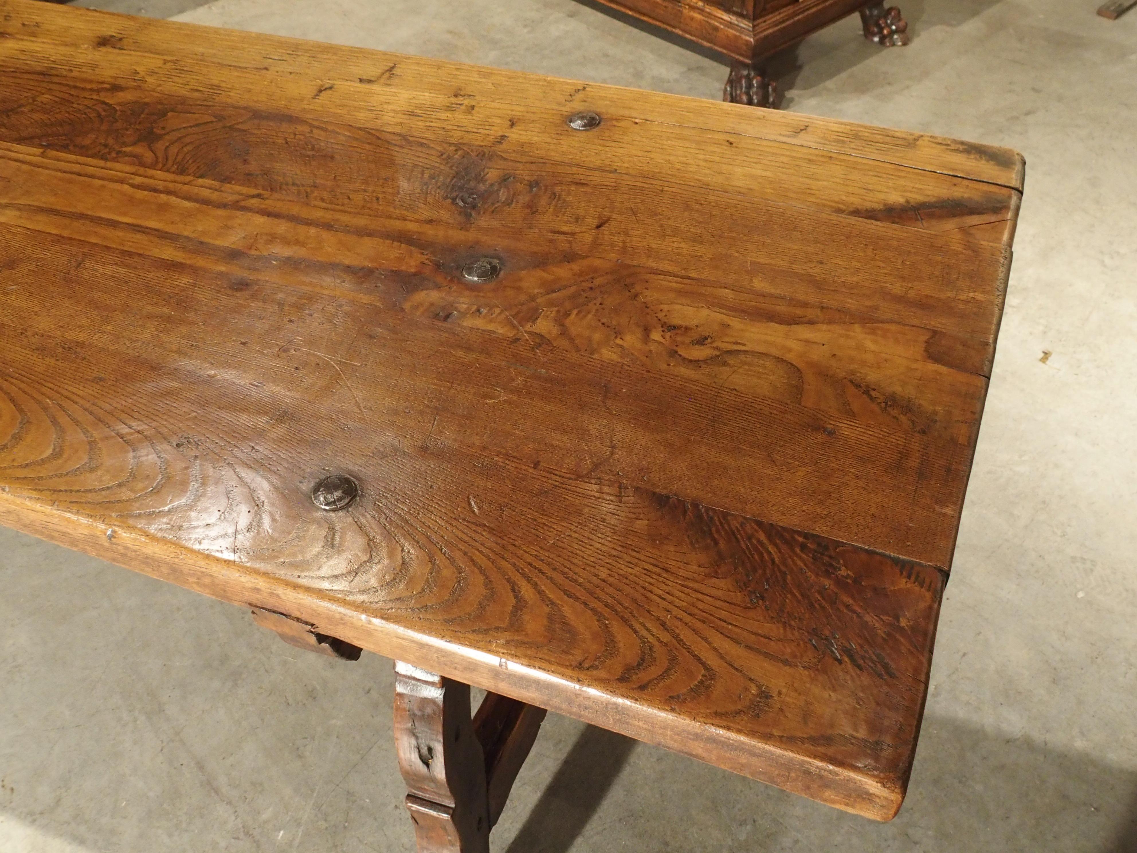 9-Foot Long Antique Oak and Wrought Iron Table from Spain, Early 1800s 11