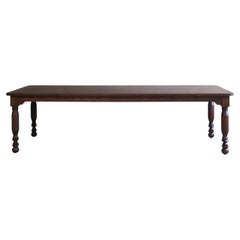 9-Foot NBL Rustic White Oak Dining Table with Turned Legs
