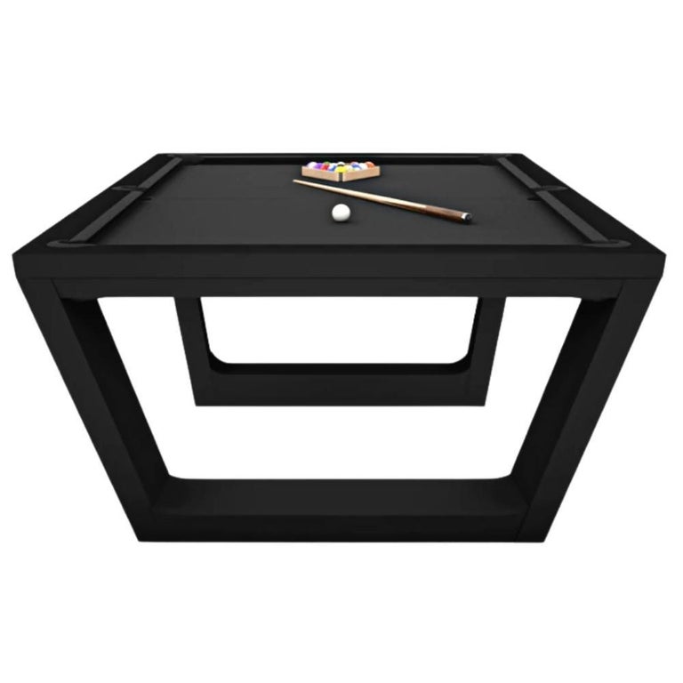 9 Foot Pool Table Modern Design Black Solid Oak Inverted Legs, Black