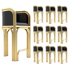 9 Gatsby Barstools - Modern Art Deco Barstool in Brass and Velvet