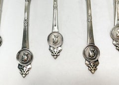 9 Gorham Sterling Silver Medallion Teaspoons, Late 19th Century
