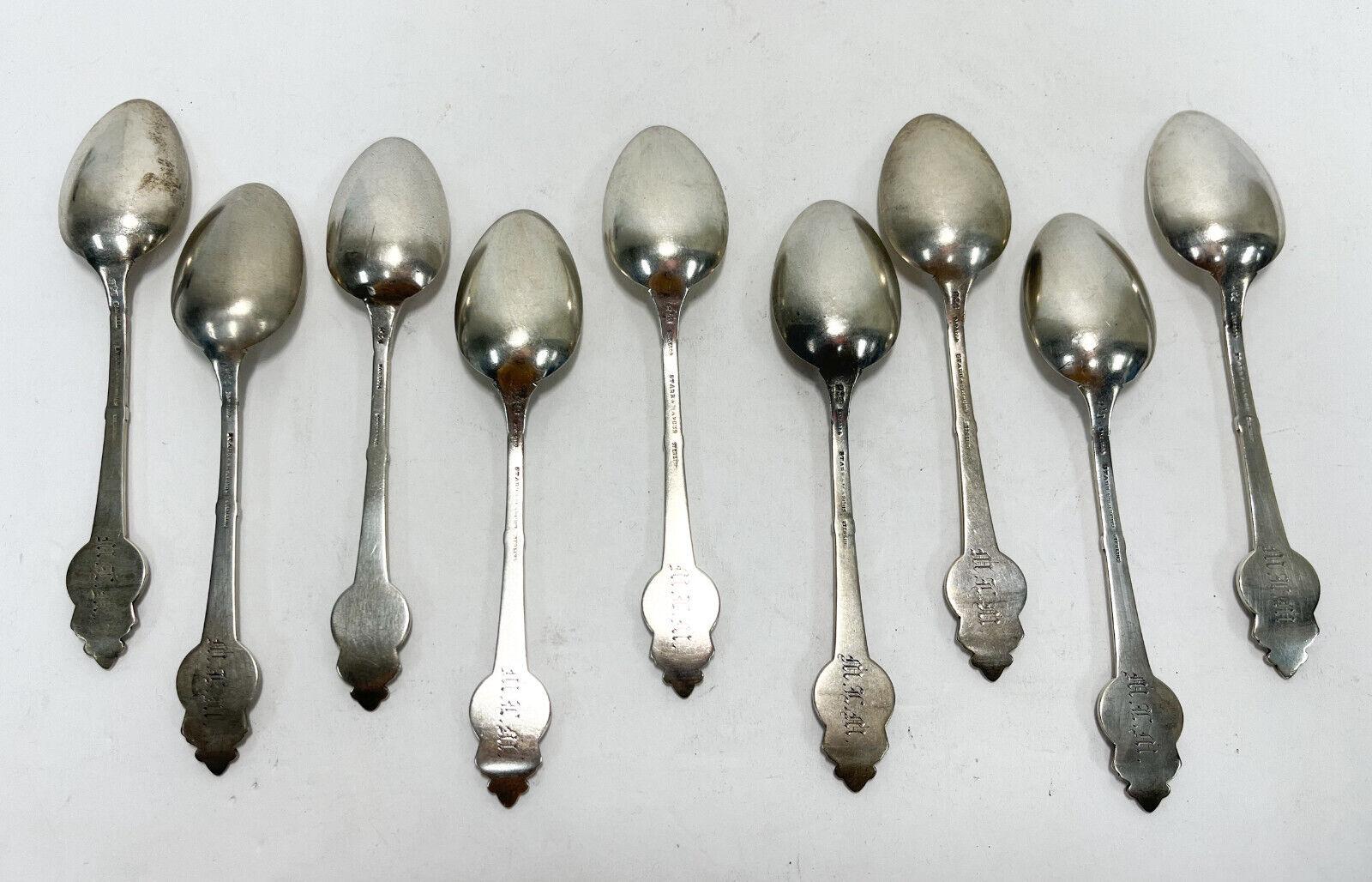 9 Gorham Sterling Silver Medallion Teaspoons, Late 19th Century  In Good Condition For Sale In Gardena, CA